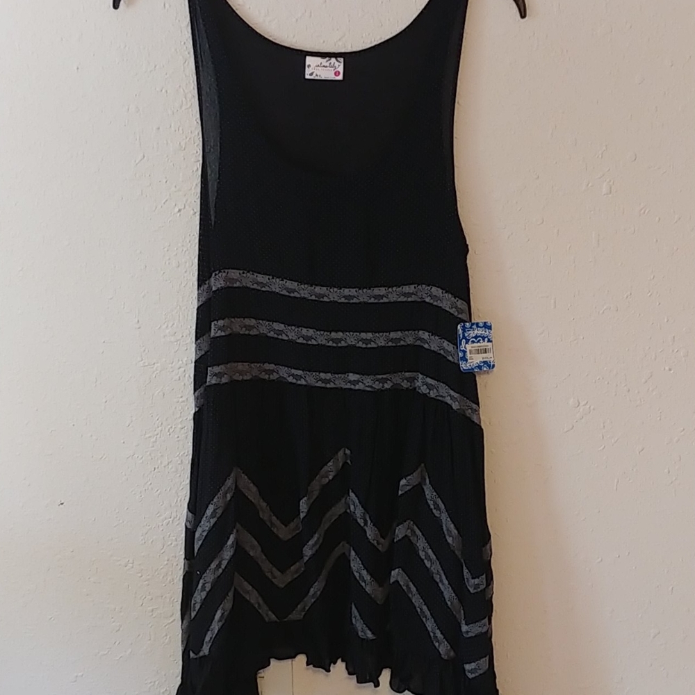 Black Tunic Top with Lace Patterns